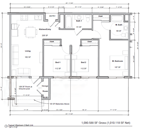 Rialto Metrolink South 3 Bedroom Floor Plan